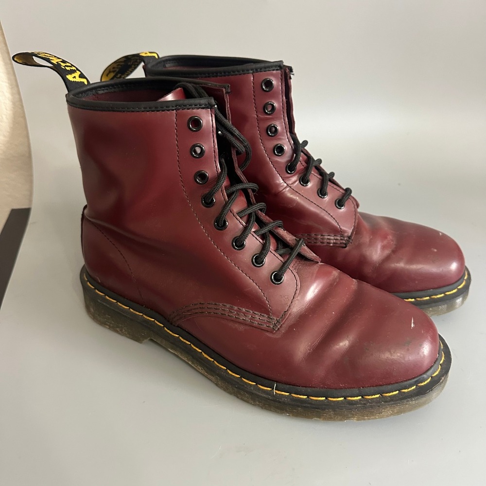 Dr. Martens 1460 Cherry Red Smooth Leather 8-Eye Boots Mens 10 Womens 11